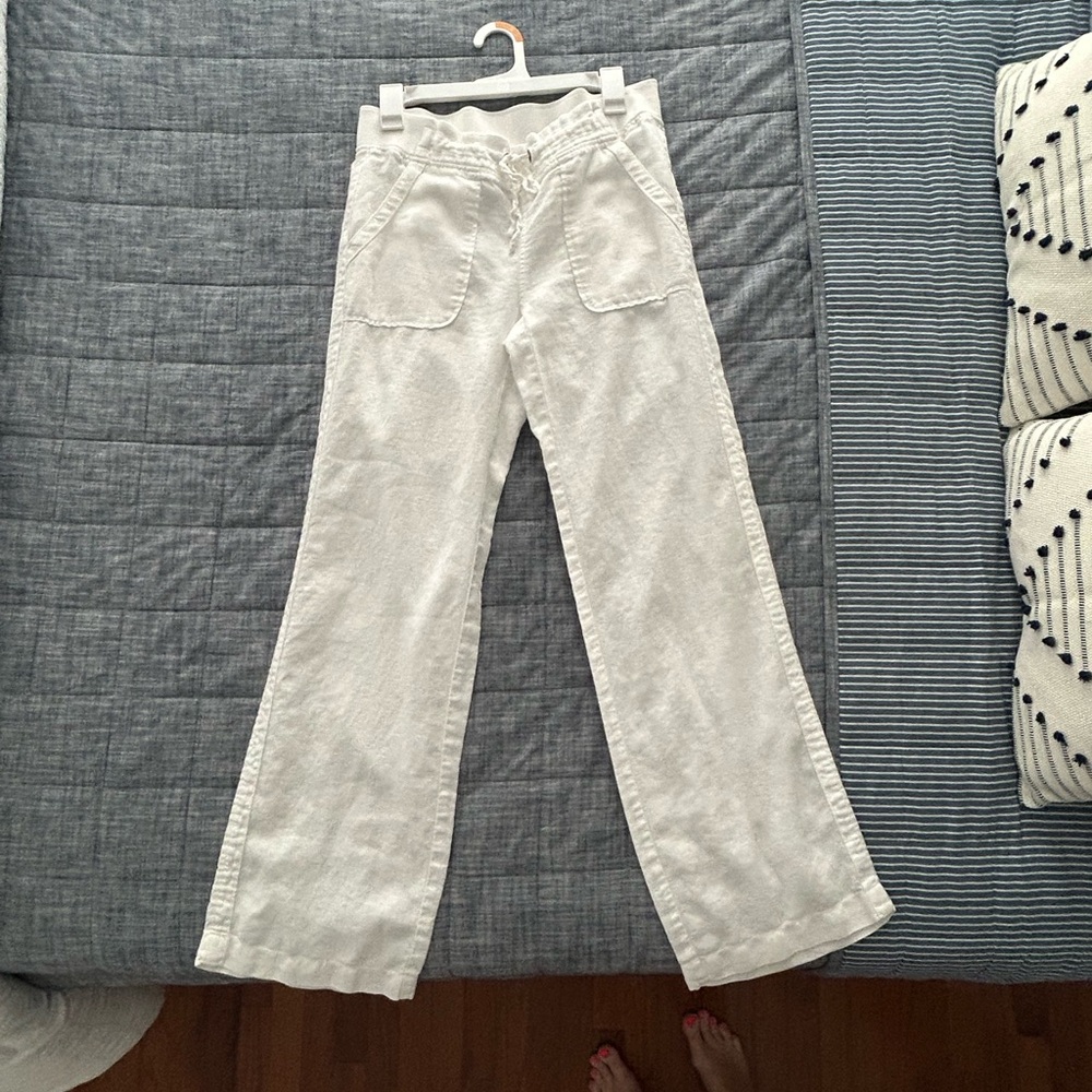 Athleta white linen pants
